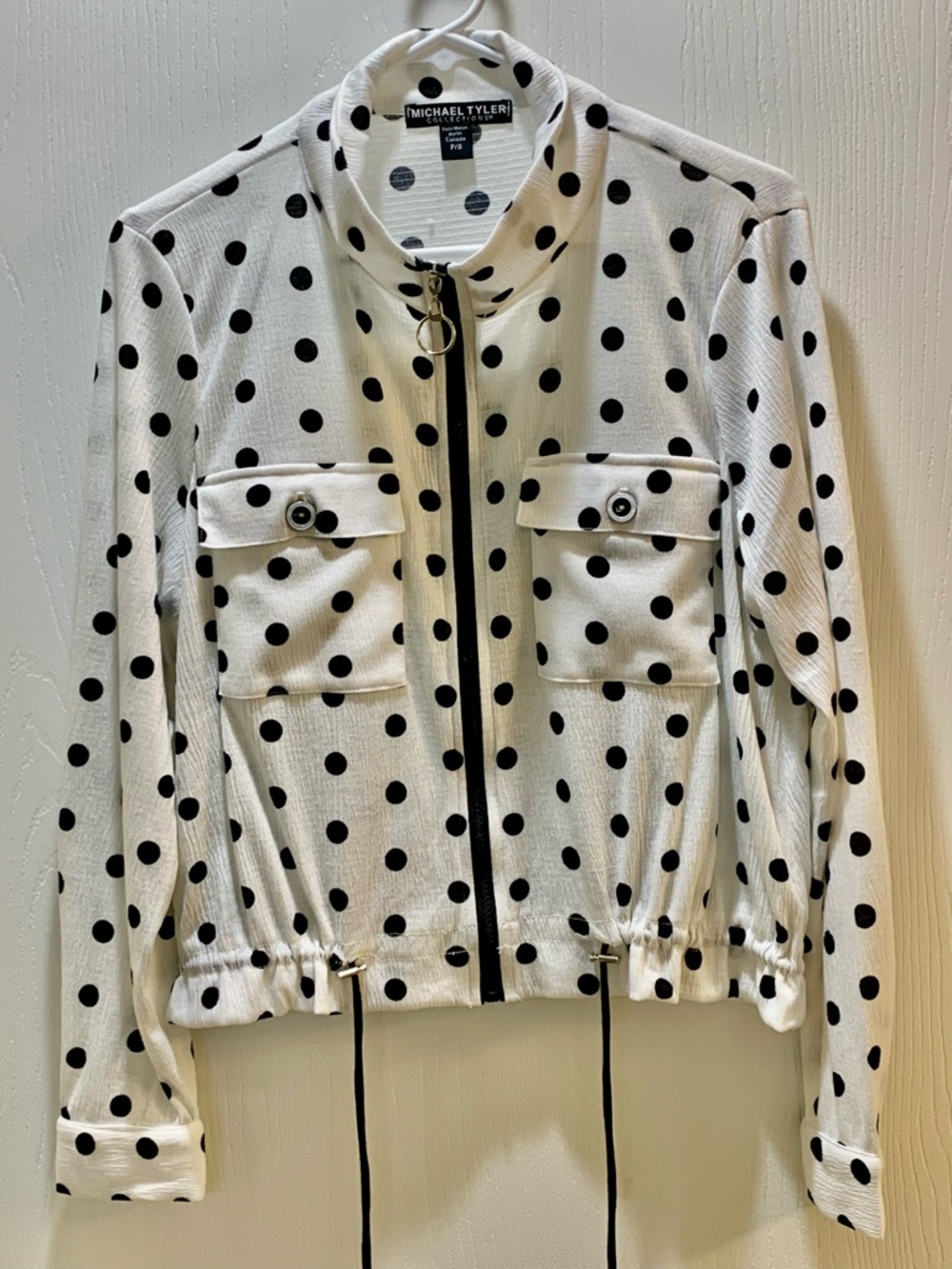 Women's White Polka Dot Zip Jacket
